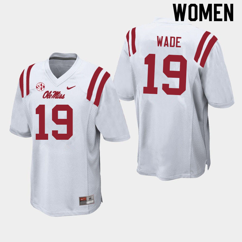 Women #19 Dayton Wade Ole Miss Rebels College Football Jerseys Sale-White